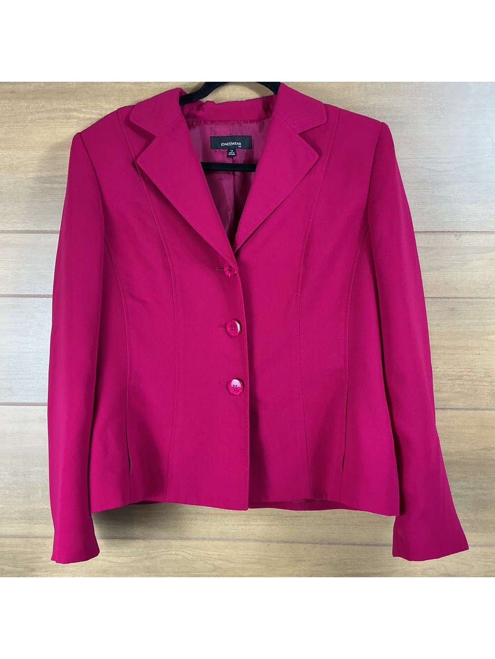 Jones Wear Suit Blazer Women’s Size 14 Magenta Pink Career Jacket Lined 3 Button